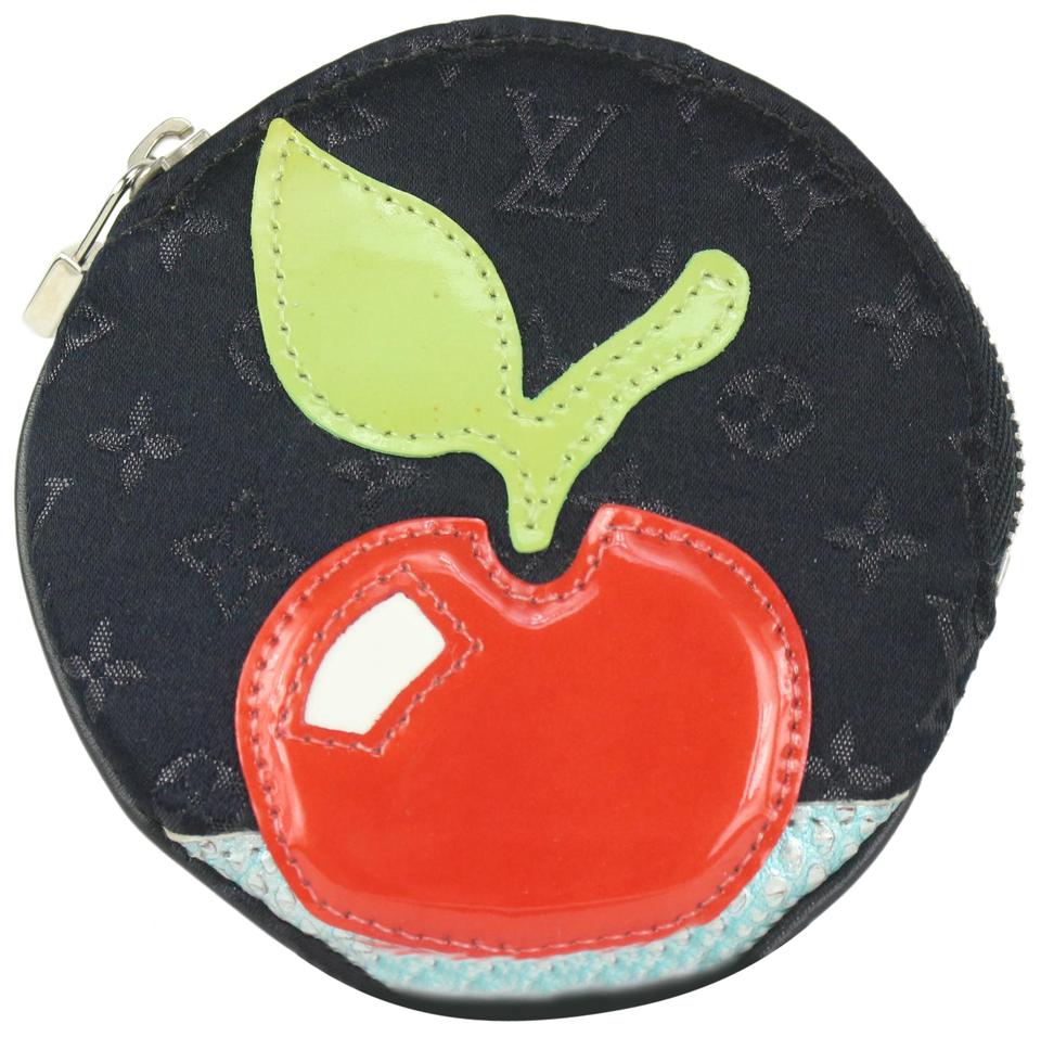 Louis Vuitton Black Monogram Satin Conte De Fees Apple Round Coin Pouch 214lv84