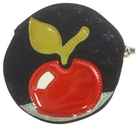 Louis Vuitton Black Satin Monogram Conte de Fees Apple Round Coin Purse 863352