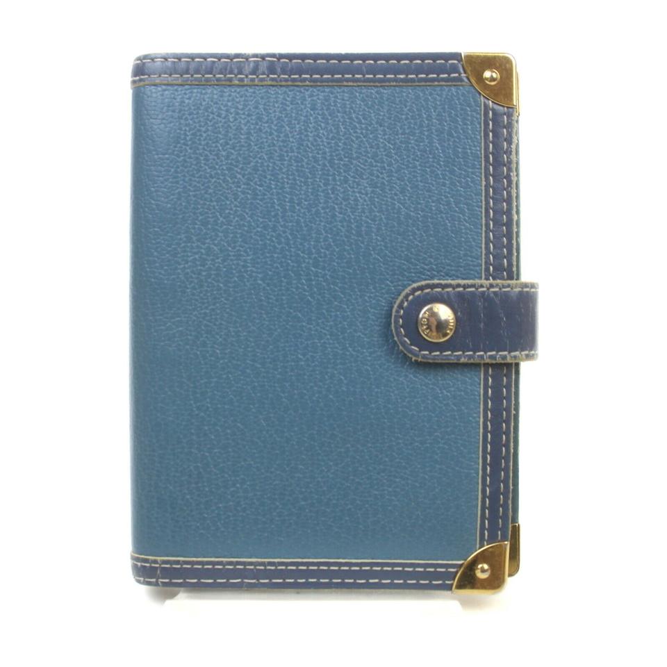 Louis Vuitton Blue Suhali Leather Small Ring Agenda PM Diary Cover  863363