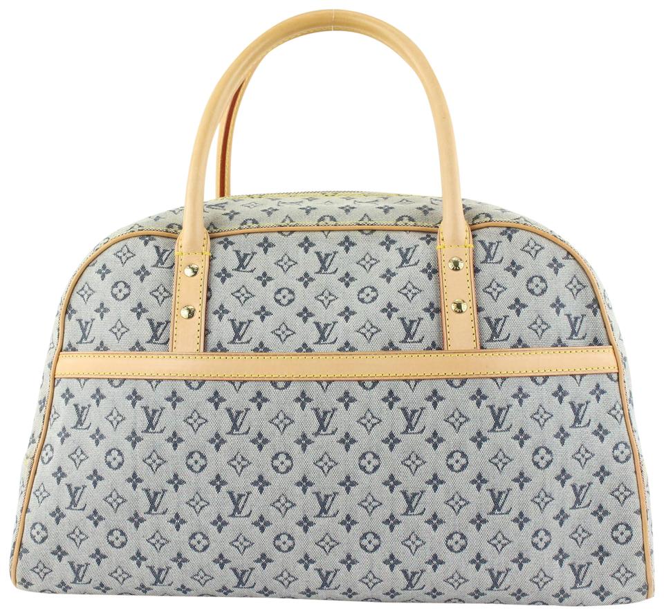 Louis Vuitton Blue Monogram Mini Lin Marie Speedy Deauville Boston Bag 607lvs616