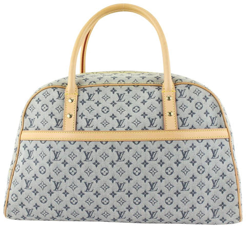 Louis Vuitton Blue Monogram Mini Lin Marie Speedy Deauville Boston Bag 607lvs616