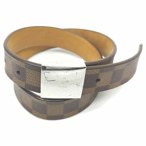 Louis Vuitton 75/30 Damier Ebene Ceinture Carre Belt Silvertone Buckle 860996W