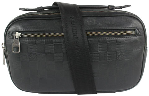 Louis Vuitton Black Damier Infini Leather Ambler Bum Bag Waist Fanny Pack 108lv19