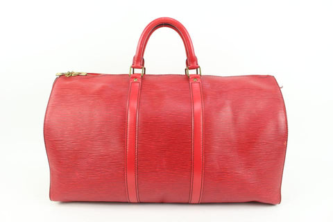 Louis Vuitton Red Epi Leather Keepall 50 Duffle Bag 89lk328s