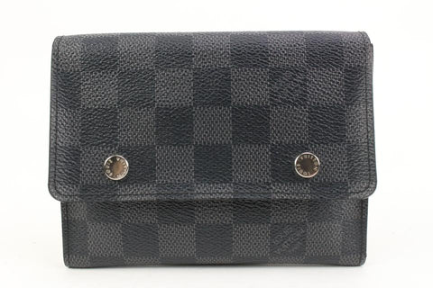 Louis Vuitton Black Damier Graphite Compact Snap Wallet 2lk318s