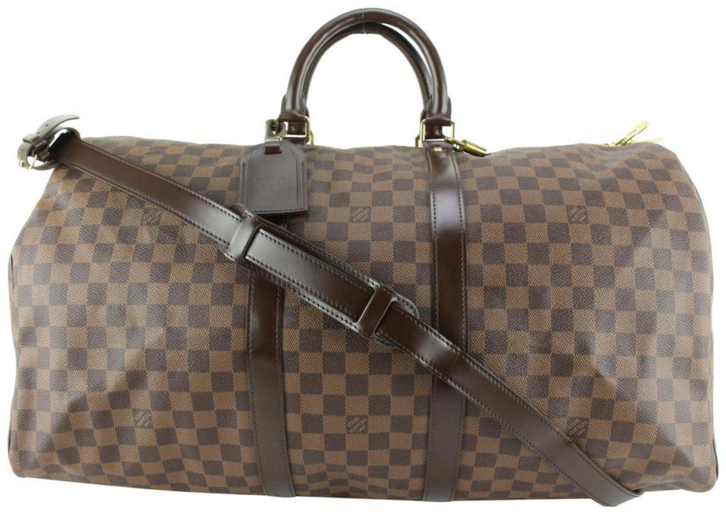 Louis Vuitton Damier Ebene Keepall Bandouliere 55 Duffle with Strap 51lk715s