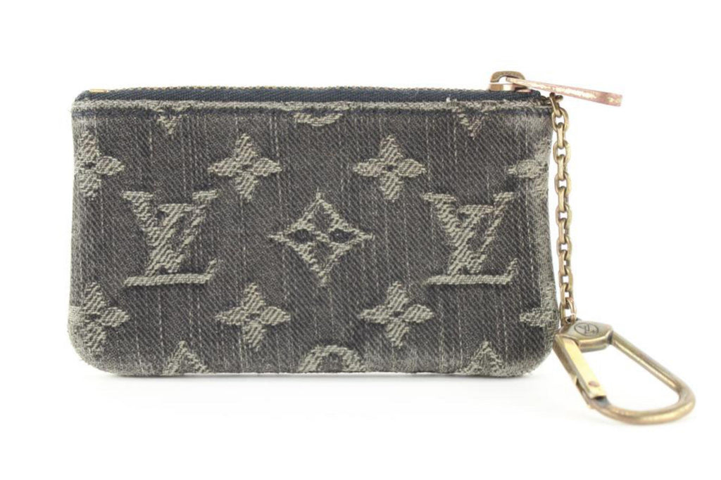 Louis Vuitton Black Monogram Denim Pochette Cles Key Pouch 1LVJ1026