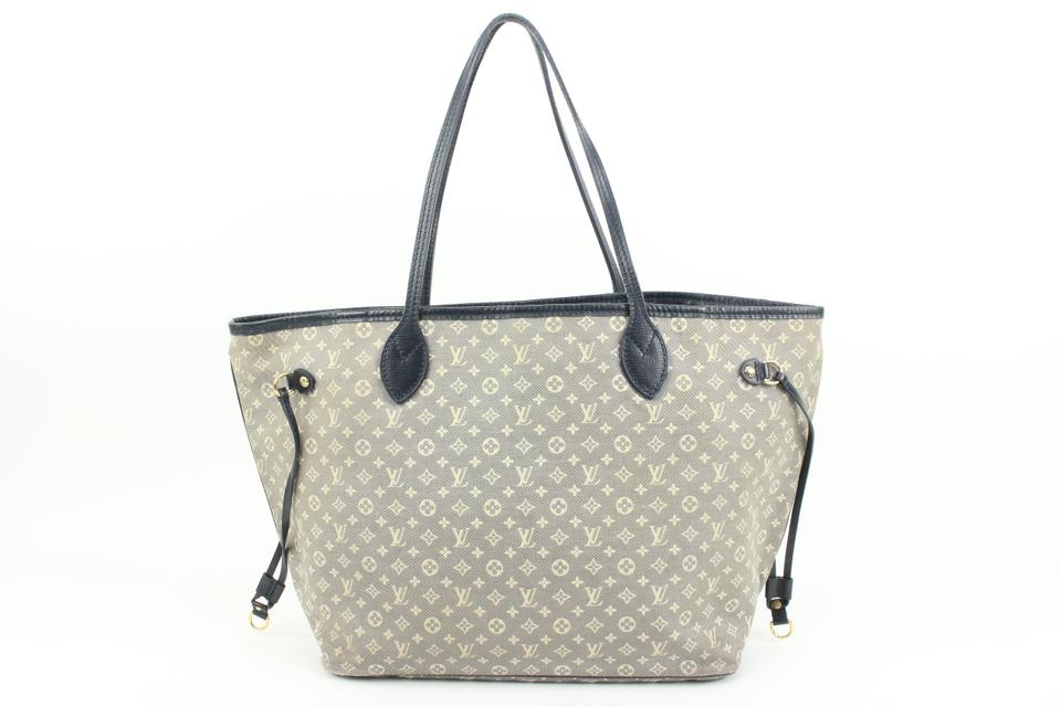 Louis Vuitton Grey x Navy Monogram Mini Lin Neverfull MM Tote Bag 77lk328s