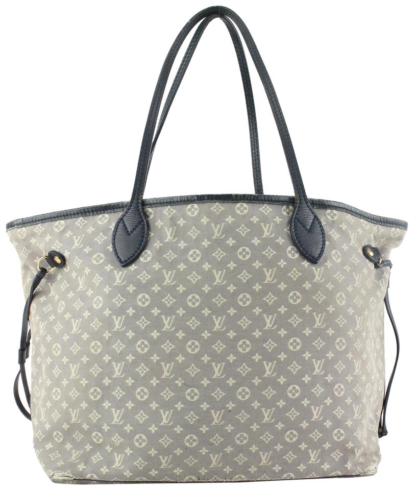 Louis Vuitton Grey x Navy Monogram Idylle Mini Lin Neverfull MM Tote Bag 15LV1104