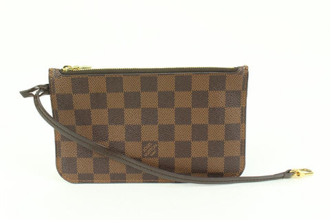 Louis Vuitton Damier Ebene Neverfull Pochette PM Wristlet Pouch 41lk66