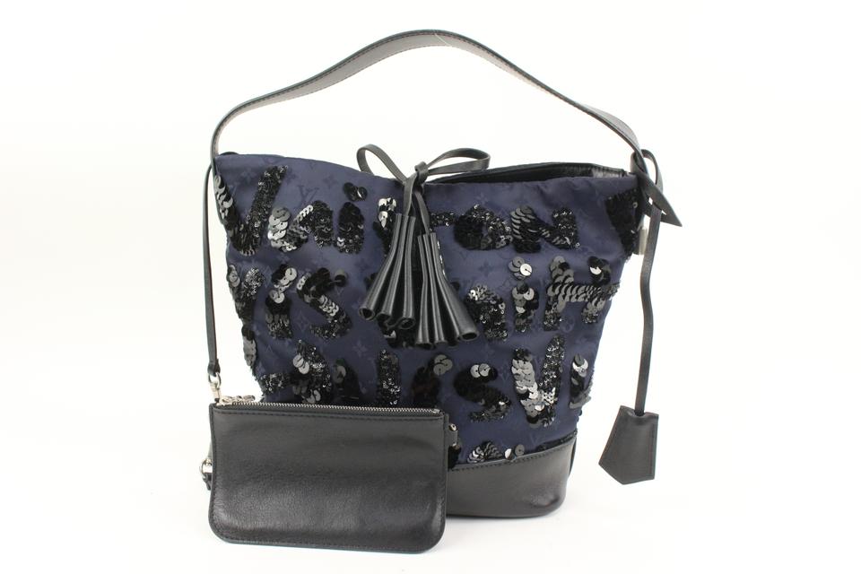 Louis Vuitton Navy Sequin Spotlight NN14 Bucket Bag with Pouch 84lv225s