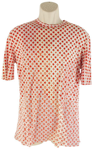 Louis Vuitton Rare Men's XL Orange Star LV Logo Monogram T-Shirt 5lvs78