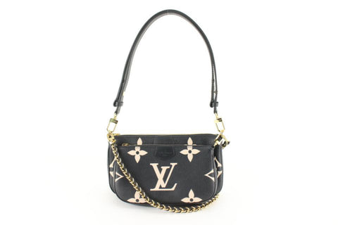 Louis Vuitton Black x Beige Monogram Leather Empreinte Multi Pochette 24lk810s