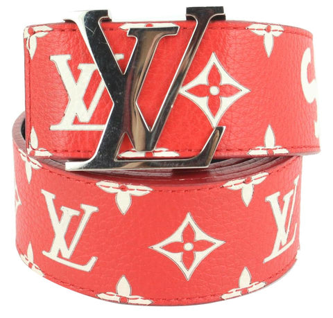 Louis Vuitton x Supreme Ultra Rare Red 100/40 Monogram Initiales Belt 118lv27