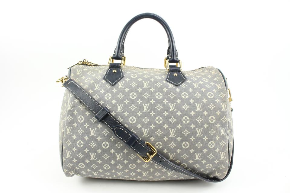 Louis Vuitton Navy Blue x Grey Encre Monogram Idylle Speedy Bandouliere 30 66lv218s