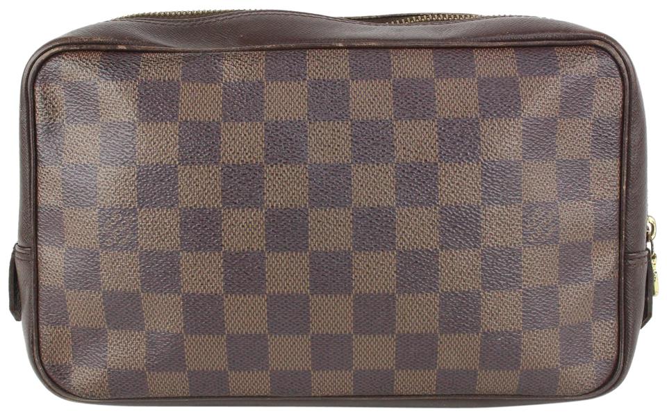 Louis Vuitton Damier Ebene Trousse Toilette Cosmetic Bag Toiletry Pouch Dopp 914lv42