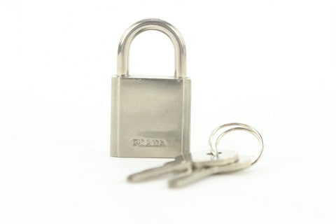 Prada Rare Silver Logo Padlock and Key Lock Cadena Set 219pr55