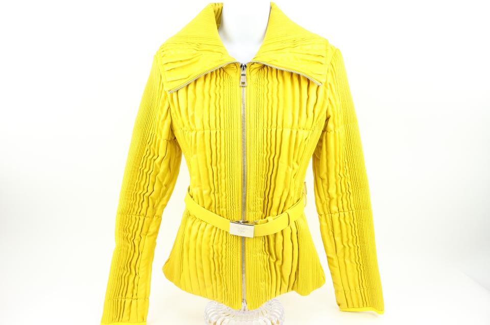 Prada Women's 34 US Yellow Quilted Blouson Jacket 121PR44