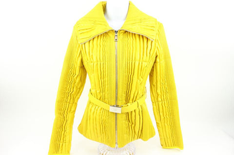 Prada Women's 34 US Yellow Quilted Blouson Jacket 121PR44