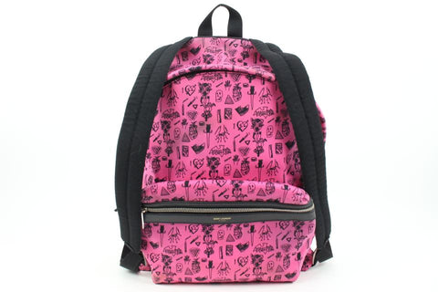 Saint Laurent Hot Pink Doodle Print City Backpack 54ys23s