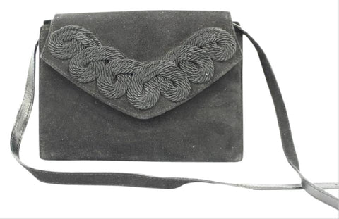 Salvatore Ferragamo Suede Flap Woc Msml9 Black Clutch