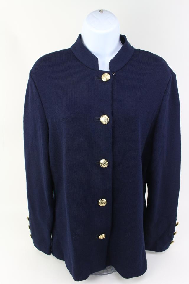 St. John Size 10 Navy Blue Cardigan s331st35