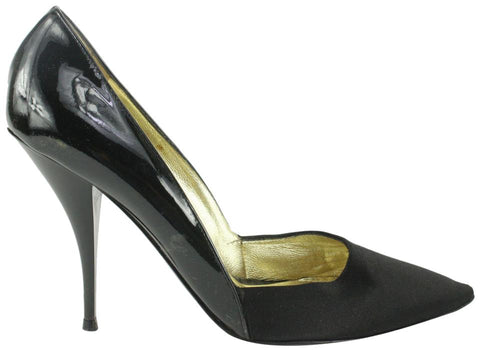 Vicini Size 39 Black Patent x Satin Pump Heels 2V1209